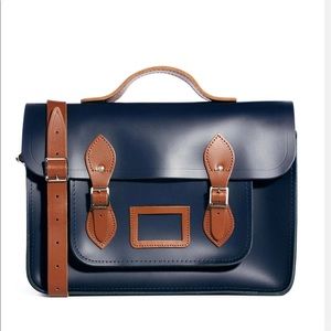 Cambridge satchel 15 inch blue navy brown